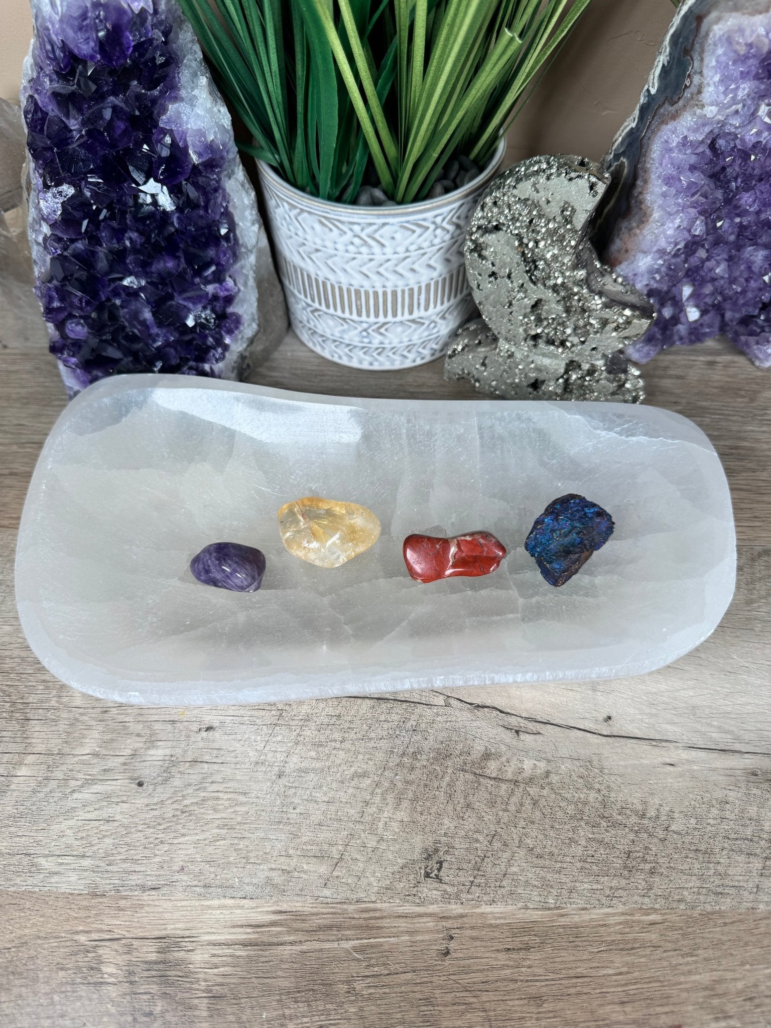 Large Freeform Selenite Bowl 10in - Purple Door Alchemy