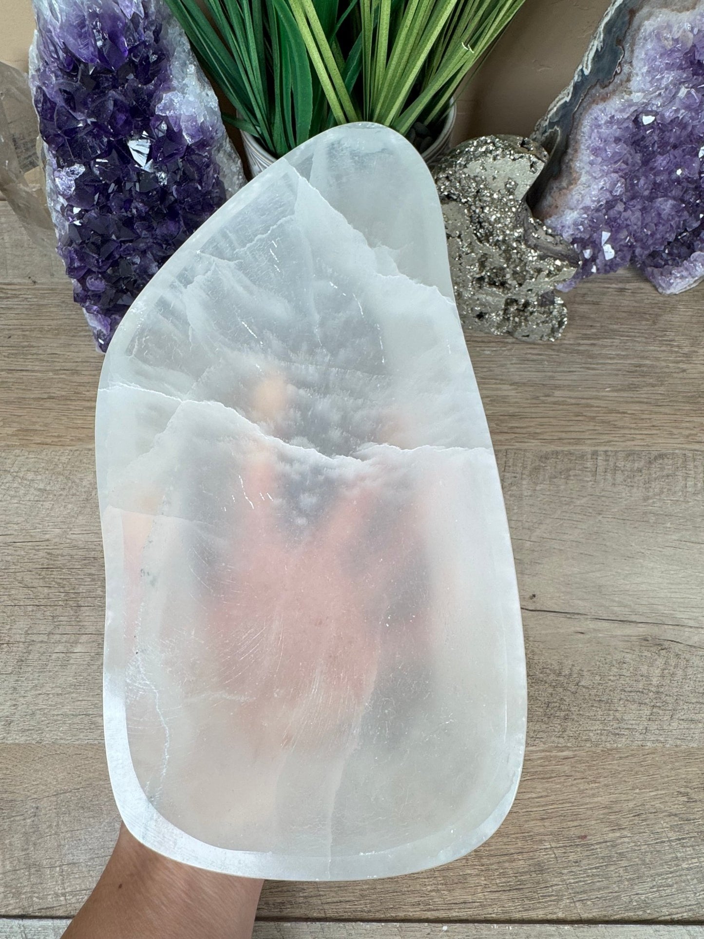 Large Freeform Selenite Bowl 10in - Purple Door Alchemy