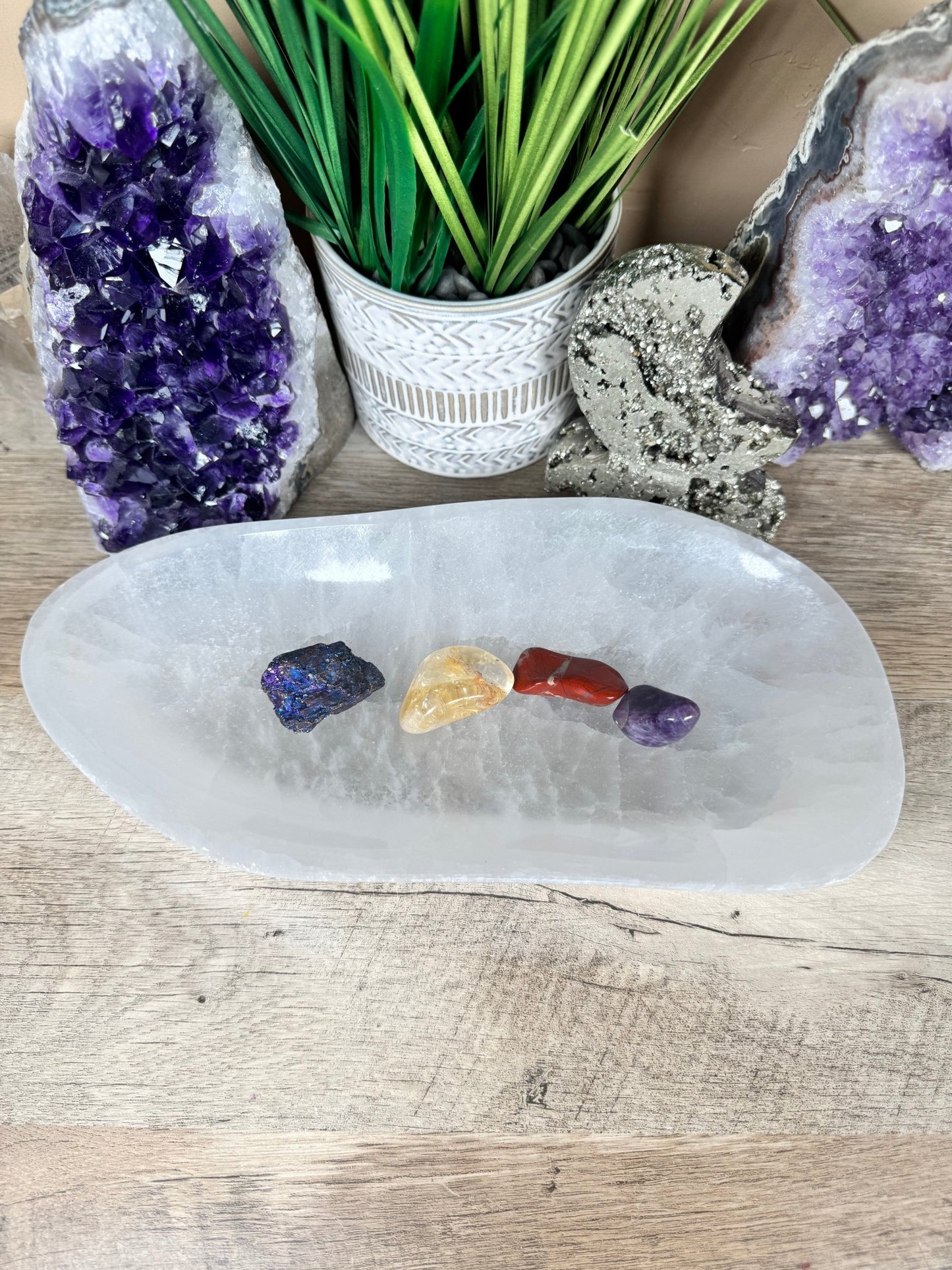 Large Freeform Selenite Bowl 10in - Purple Door Alchemy