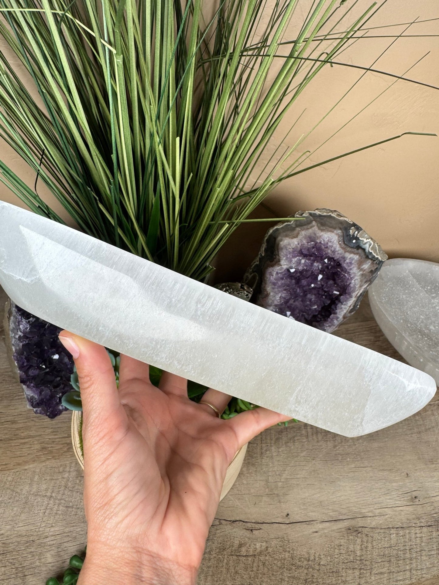 Large Freeform Selenite Bowl 10in - Purple Door Alchemy