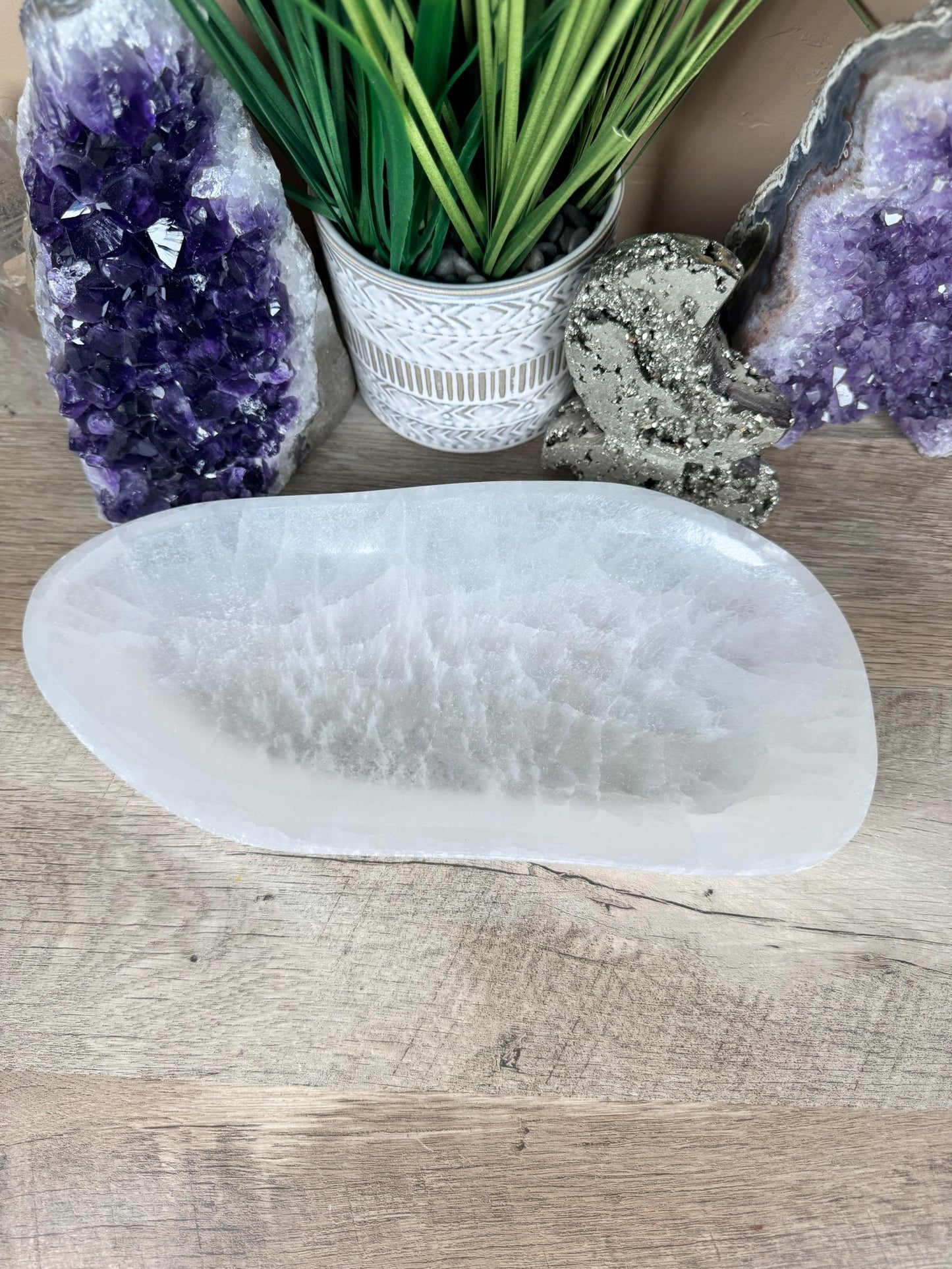 Large Freeform Selenite Bowl 10in - Purple Door Alchemy