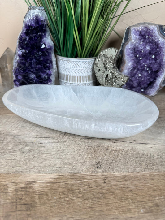 Large Freeform Selenite Bowl 10in - Purple Door Alchemy