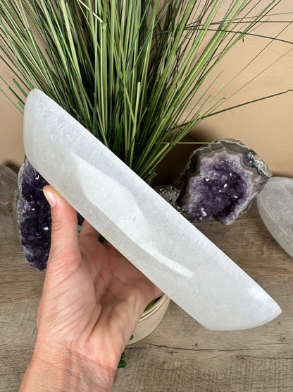Large Freeform Selenite Bowl 10in - Purple Door Alchemy