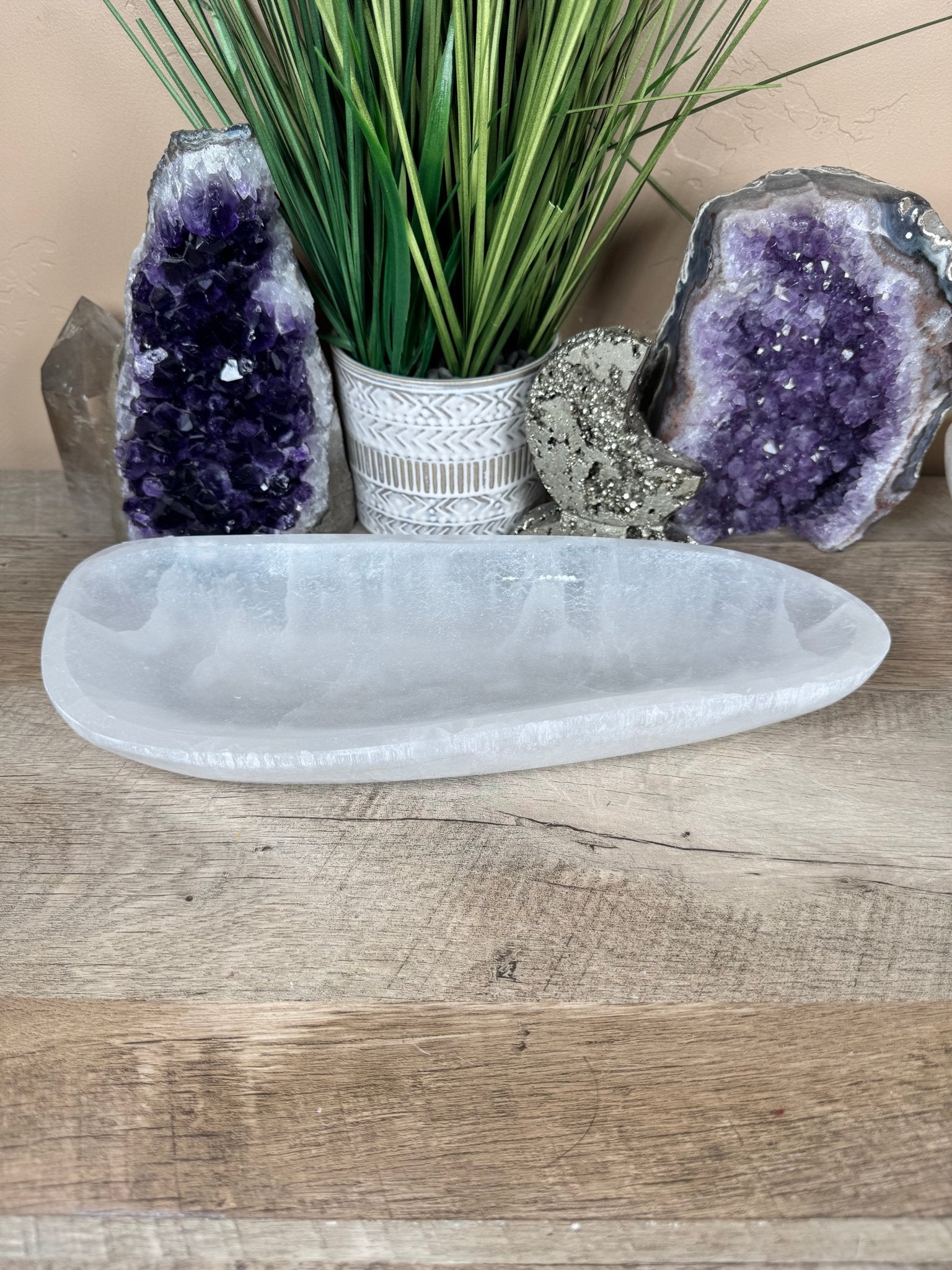 Large Freeform Selenite Bowl 11.5in - Purple Door Alchemy