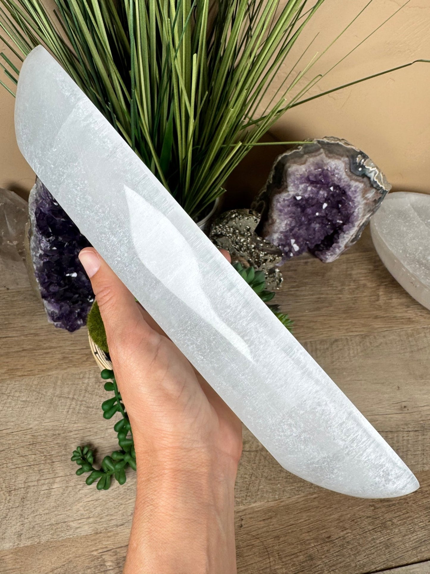 Large Freeform Selenite Bowl 11.5in - Purple Door Alchemy