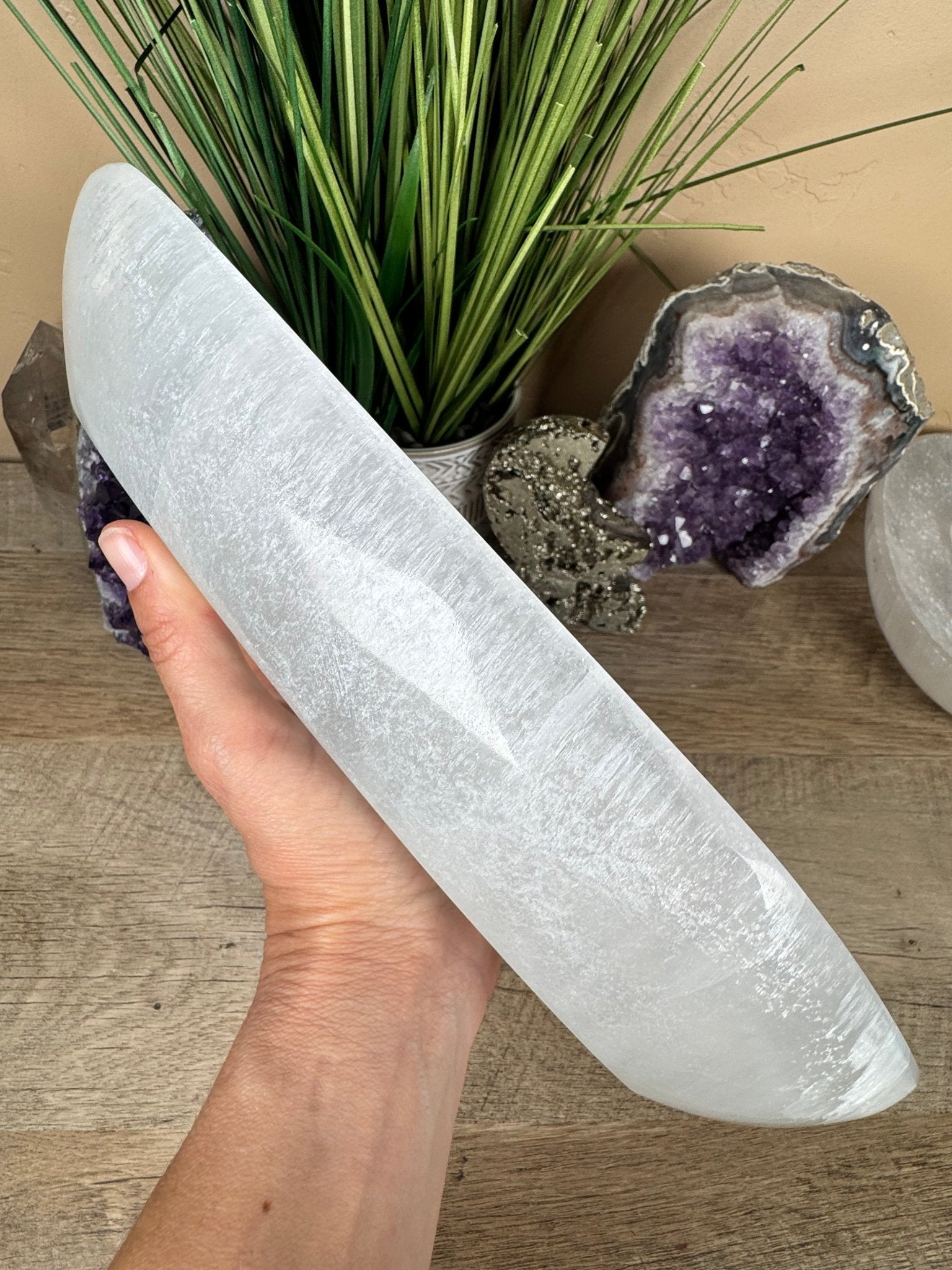 Large Freeform Selenite Bowl 11.75in - Purple Door Alchemy