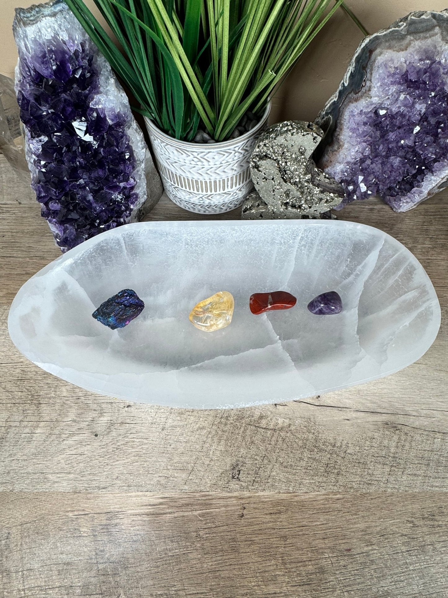 Large Freeform Selenite Bowl 11.75in - Purple Door Alchemy