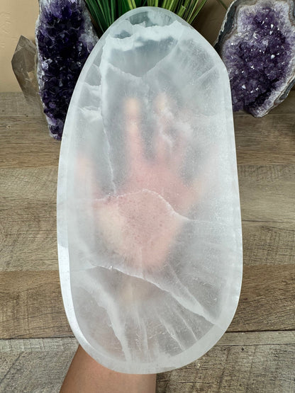 Large Freeform Selenite Bowl 11.75in - Purple Door Alchemy