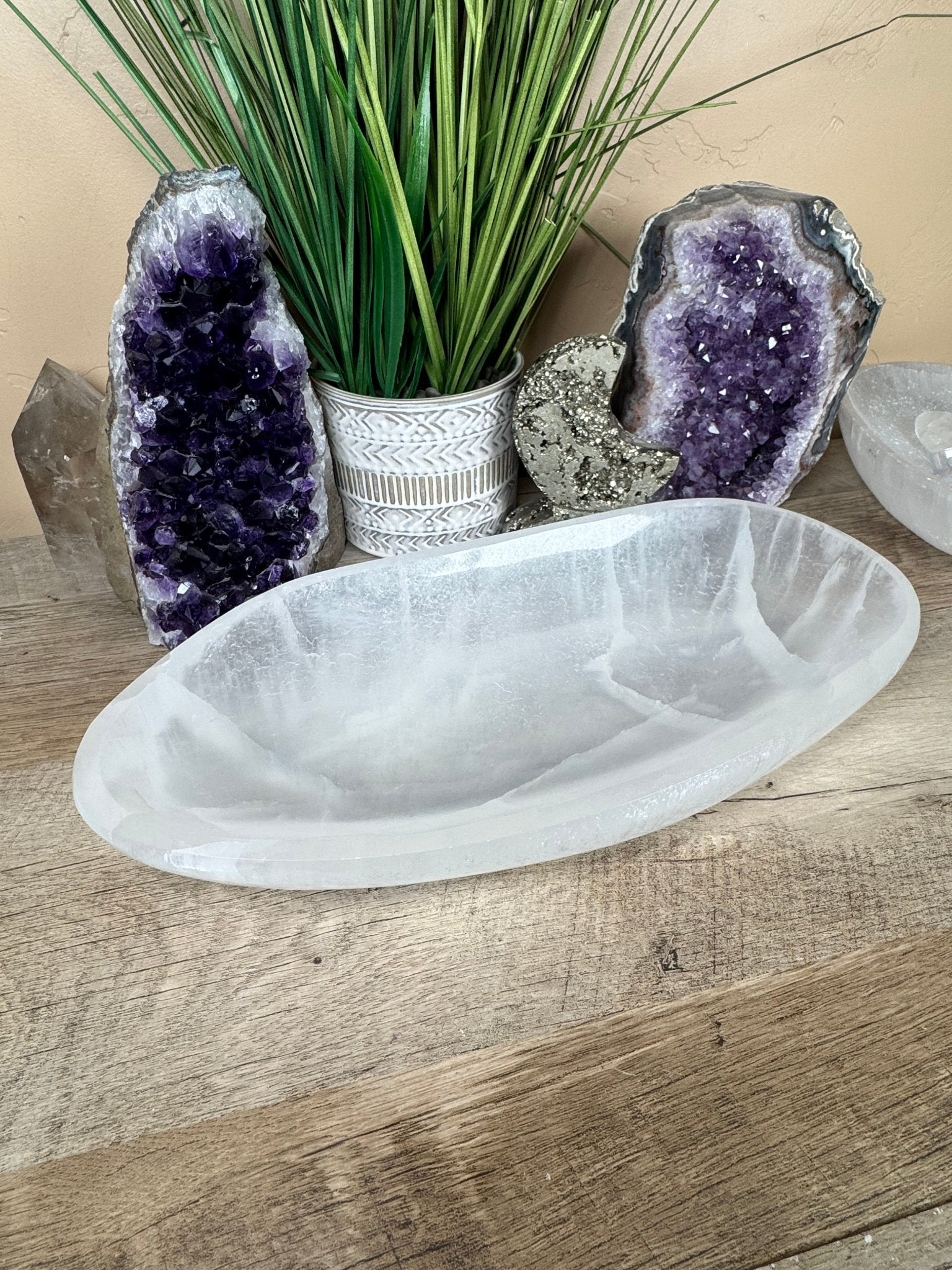 Large Freeform Selenite Bowl 11.75in - Purple Door Alchemy