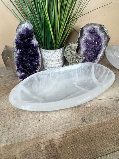 Large Freeform Selenite Bowl 11.75in - Purple Door Alchemy