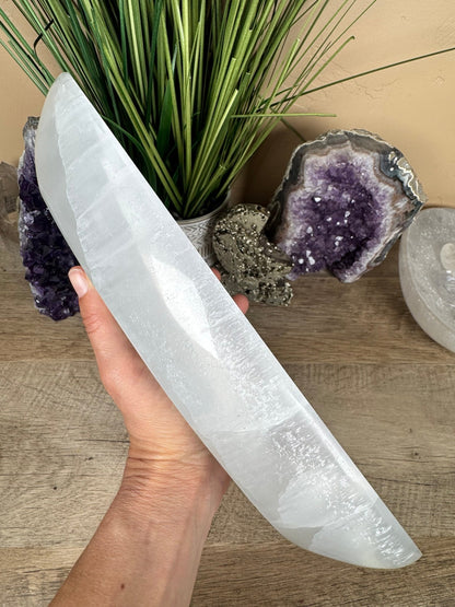 Large Freeform Selenite Bowl 11.75in - Purple Door Alchemy