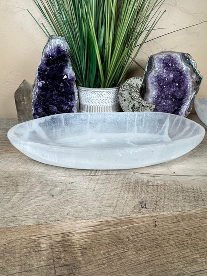 Large Freeform Selenite Bowl 11.75in - Purple Door Alchemy