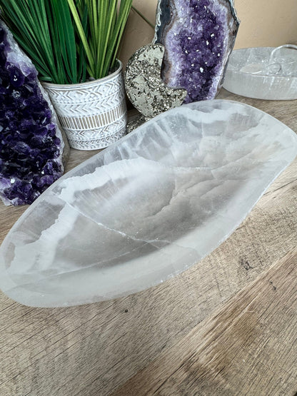 Large Freeform Selenite Bowl 12in. - Purple Door Alchemy