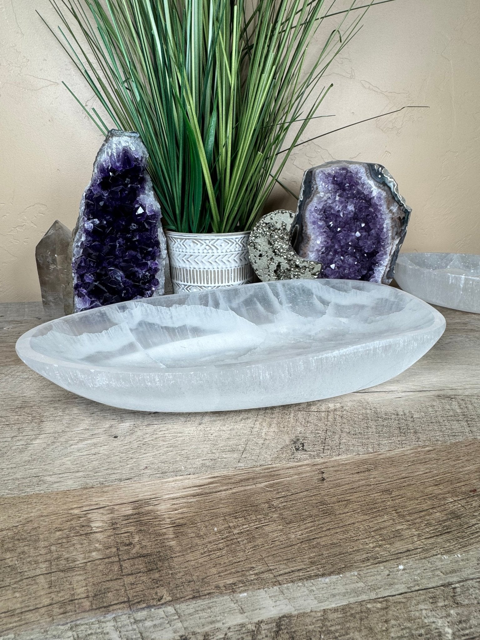Large Freeform Selenite Bowl 12in. - Purple Door Alchemy