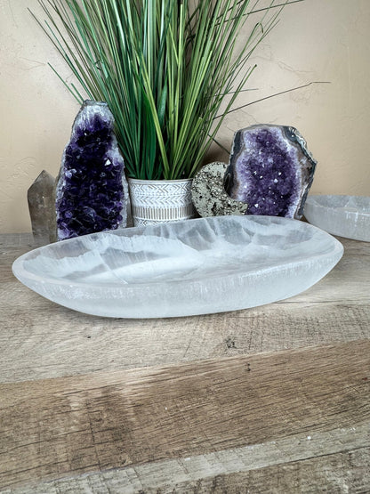 Large Freeform Selenite Bowl 12in. - Purple Door Alchemy