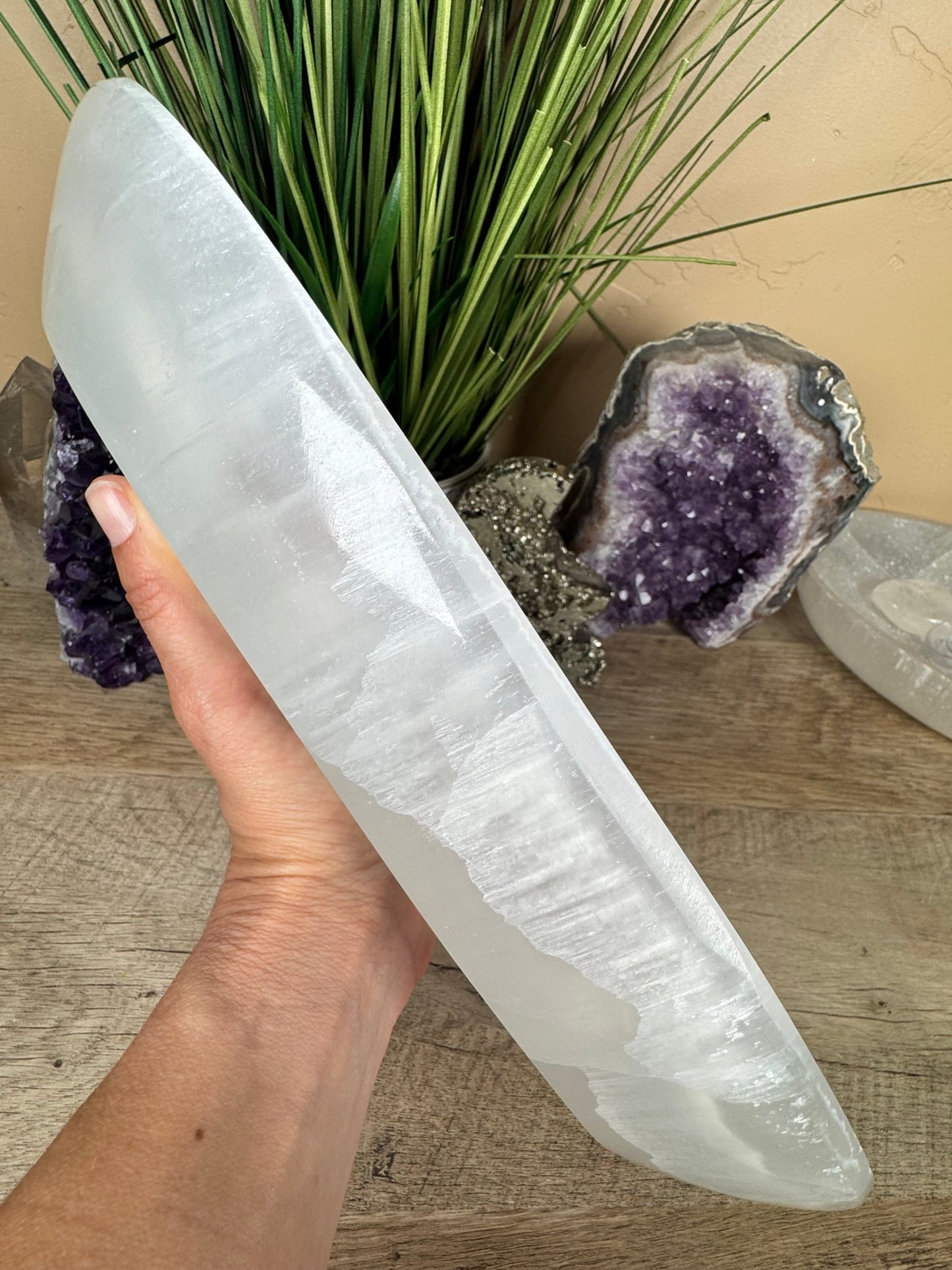 Large Freeform Selenite Bowl 12in. - Purple Door Alchemy