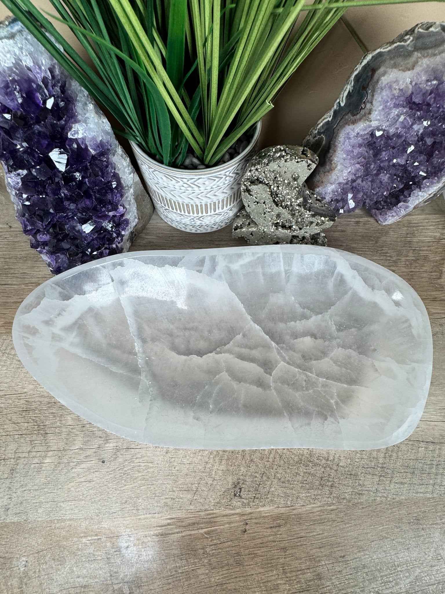Large Freeform Selenite Bowl 12in. - Purple Door Alchemy
