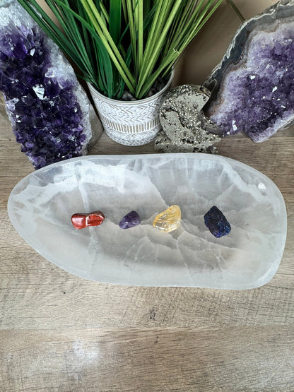 Large Freeform Selenite Bowl 12in. - Purple Door Alchemy