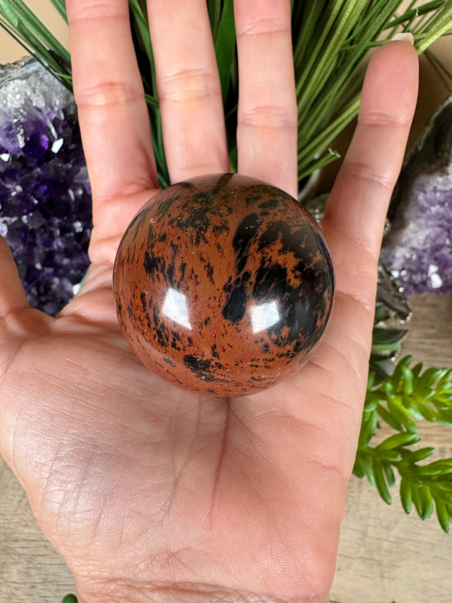 Mahogany Obsidian Sphere - Purple Door Alchemy
