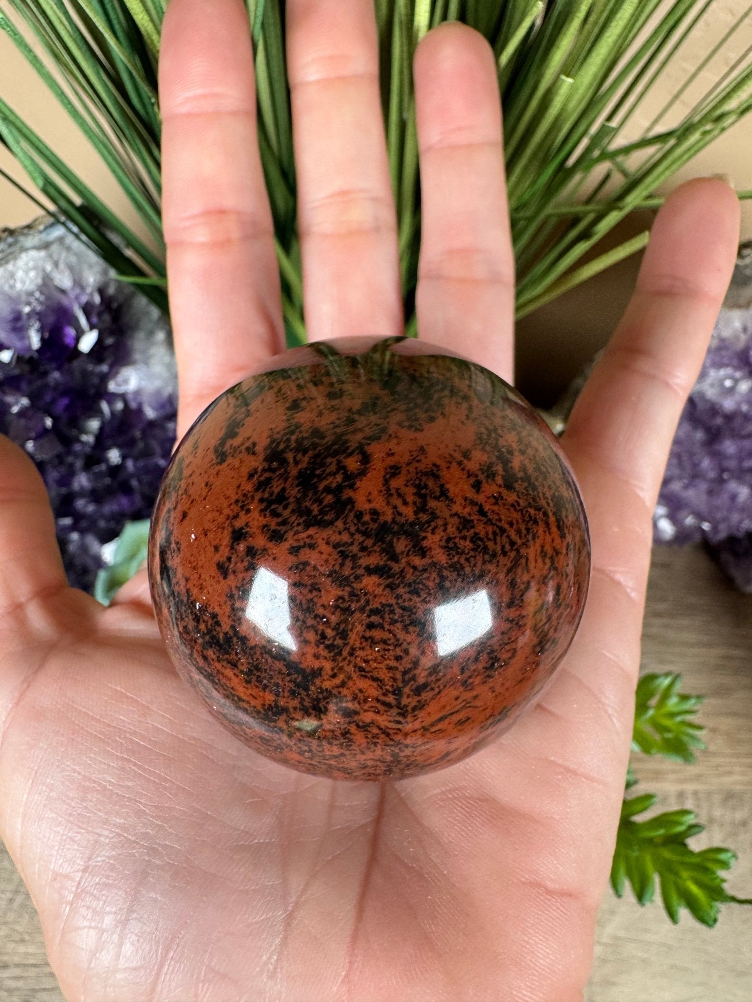 Mahogany Obsidian Sphere - Purple Door Alchemy