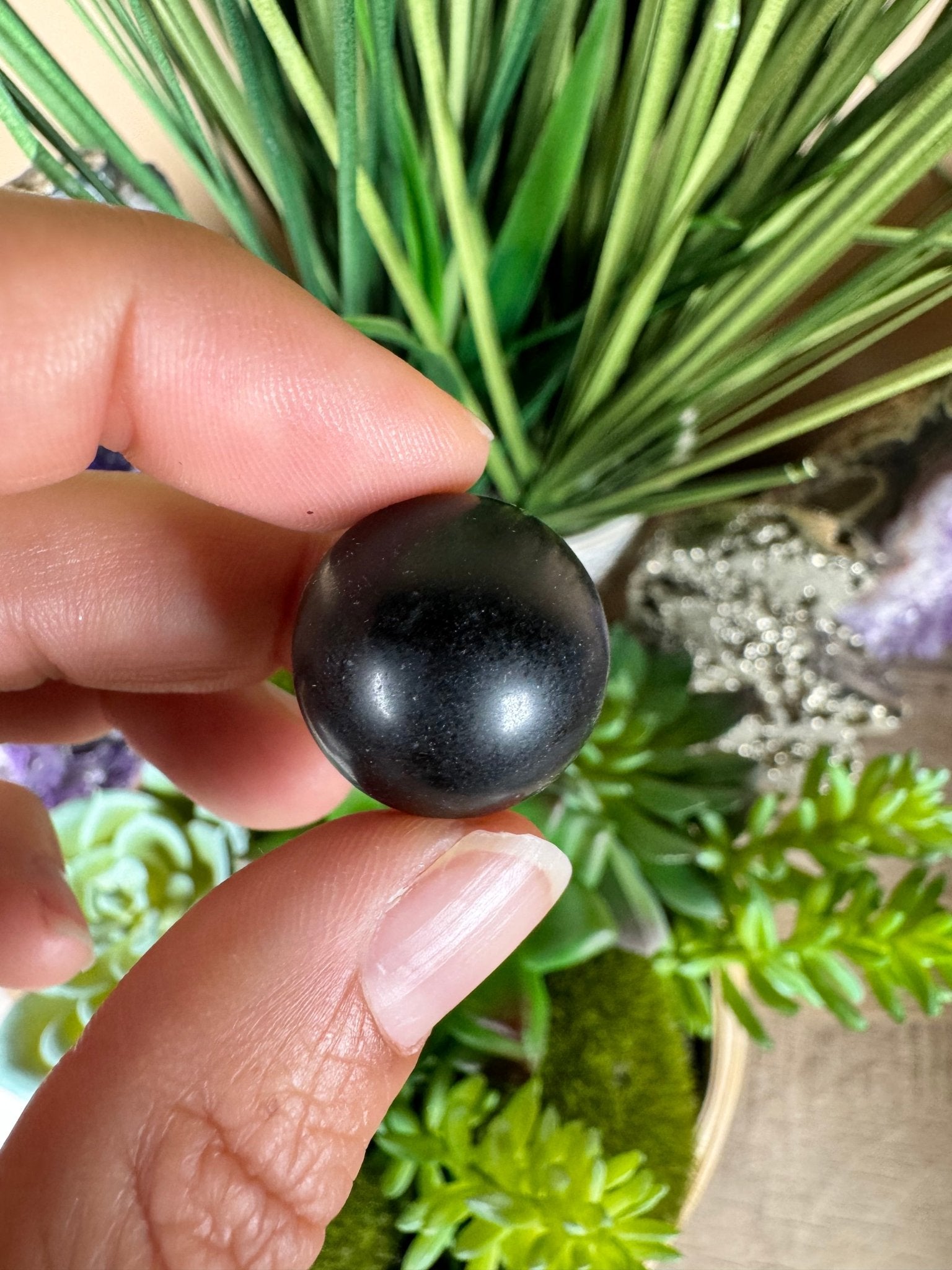 Mini Black Jade Sphere - Purple Door Alchemy