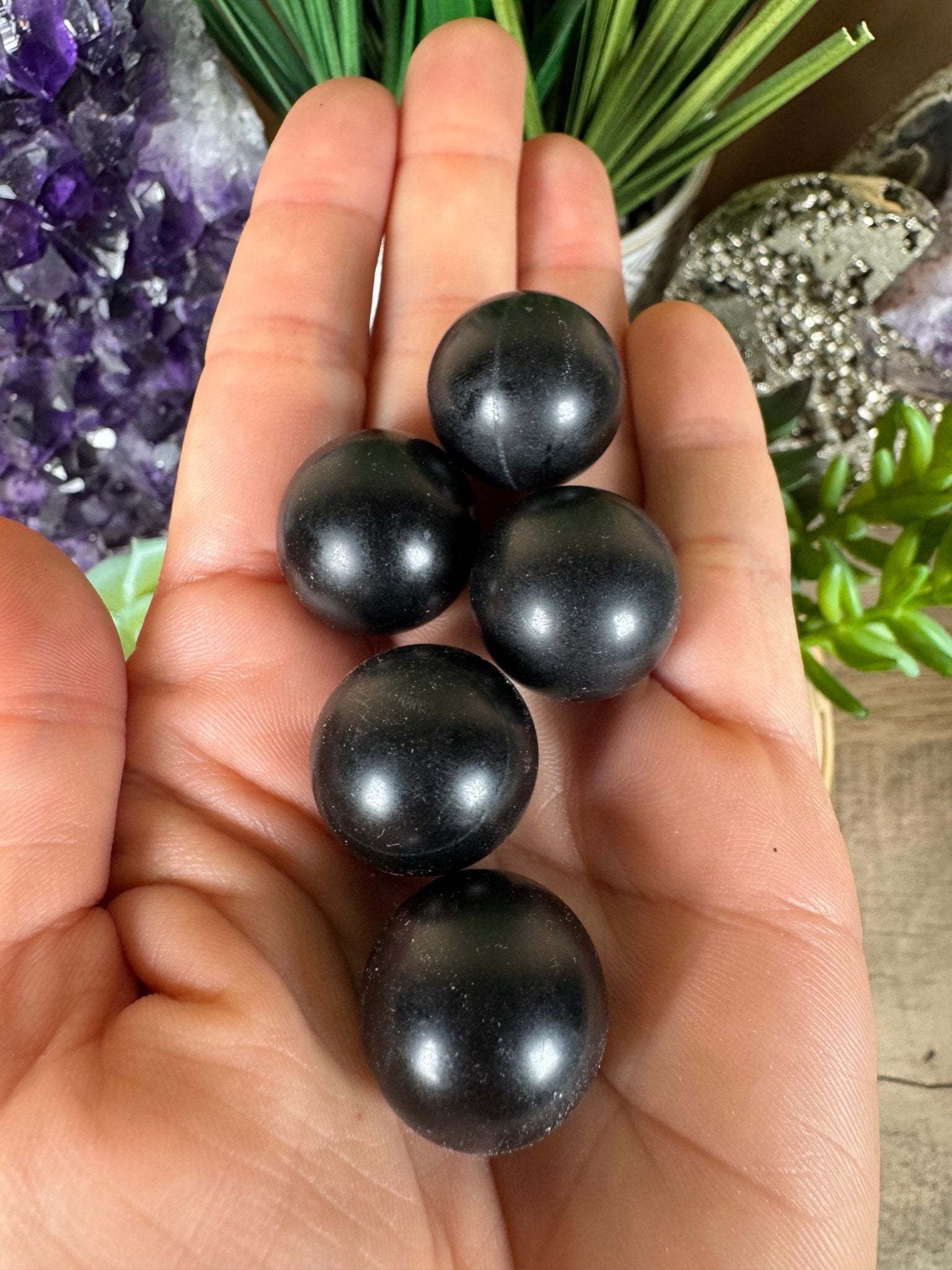 Mini Black Jade Sphere - Purple Door Alchemy