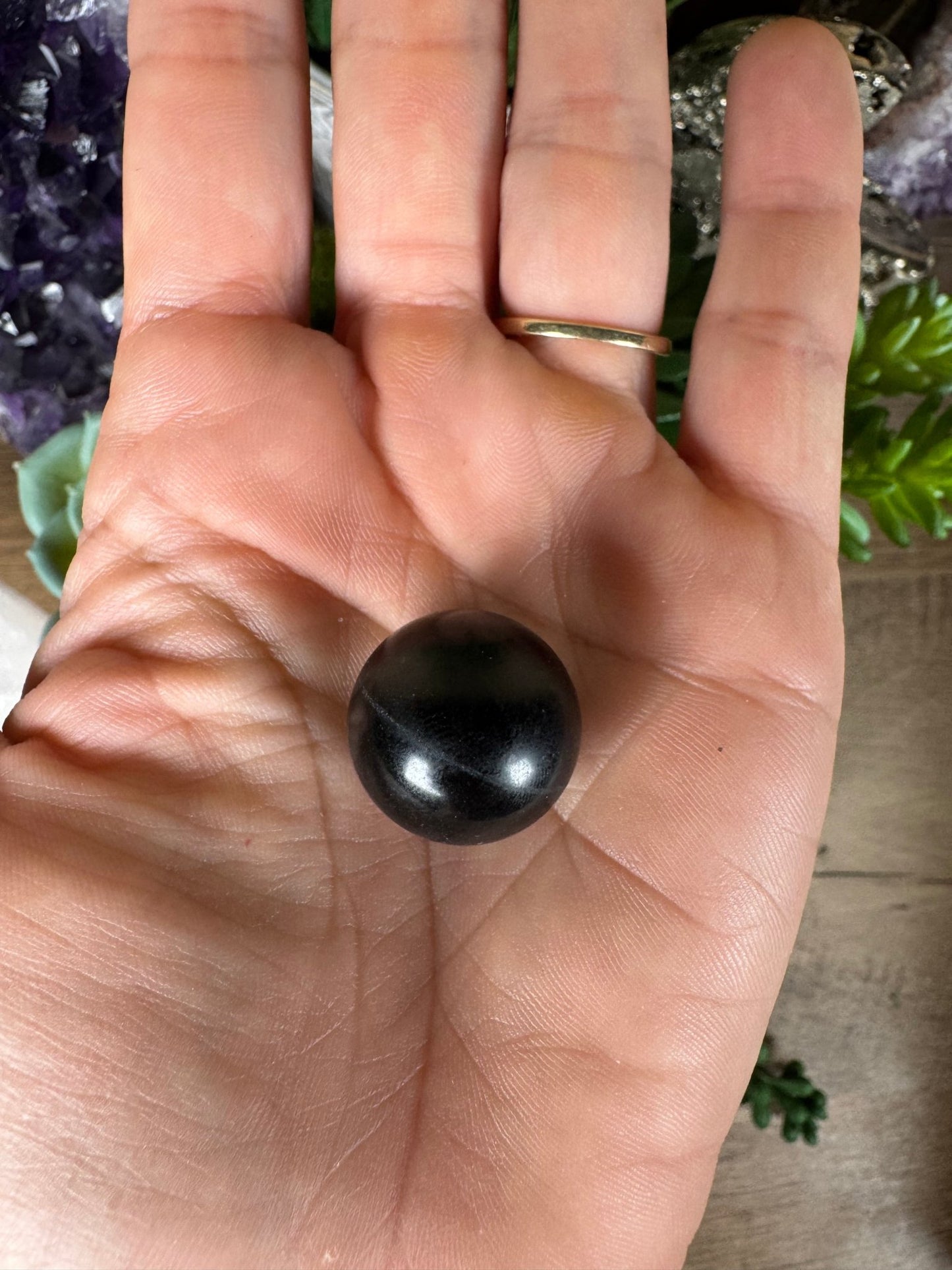 Mini Black Jade Sphere - Purple Door Alchemy