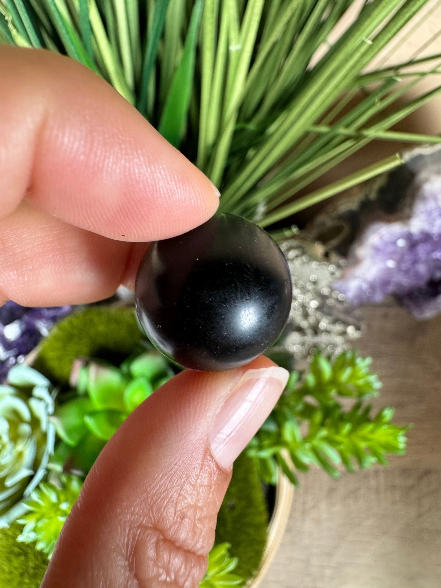Mini Black Jade Sphere - Purple Door Alchemy