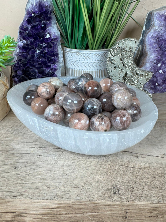 Mini Black Moonstone Sphere - Purple Door Alchemy