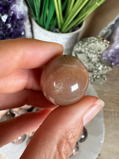 Mini Black Moonstone Sphere - Purple Door Alchemy