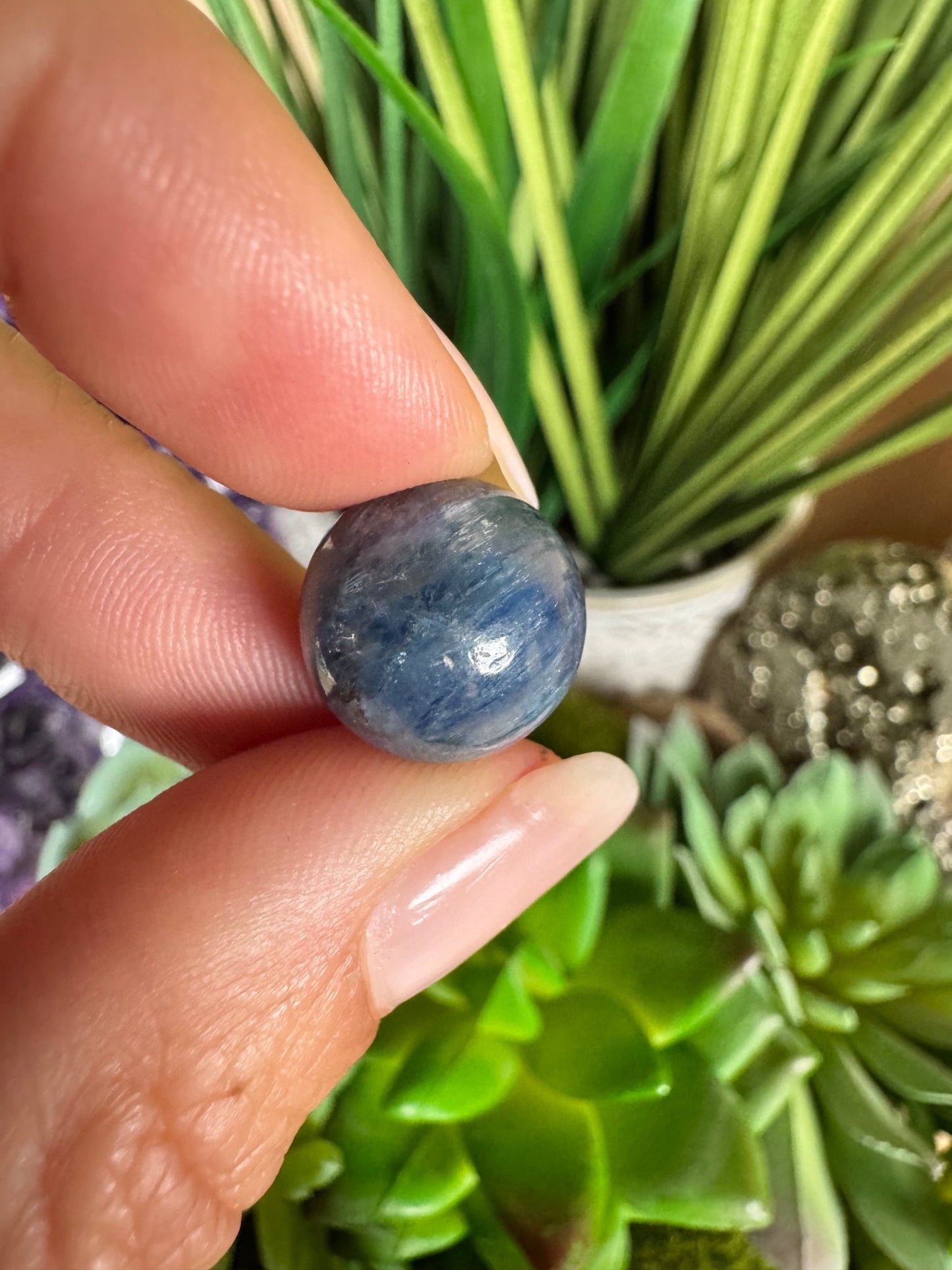 Mini Blue Kyanite Sphere - Purple Door Alchemy