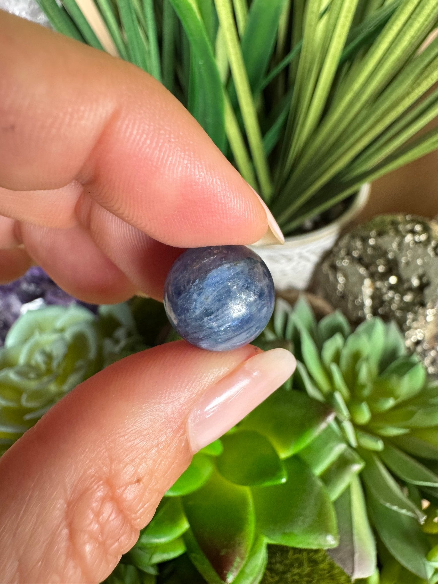 Mini Blue Kyanite Sphere - Purple Door Alchemy