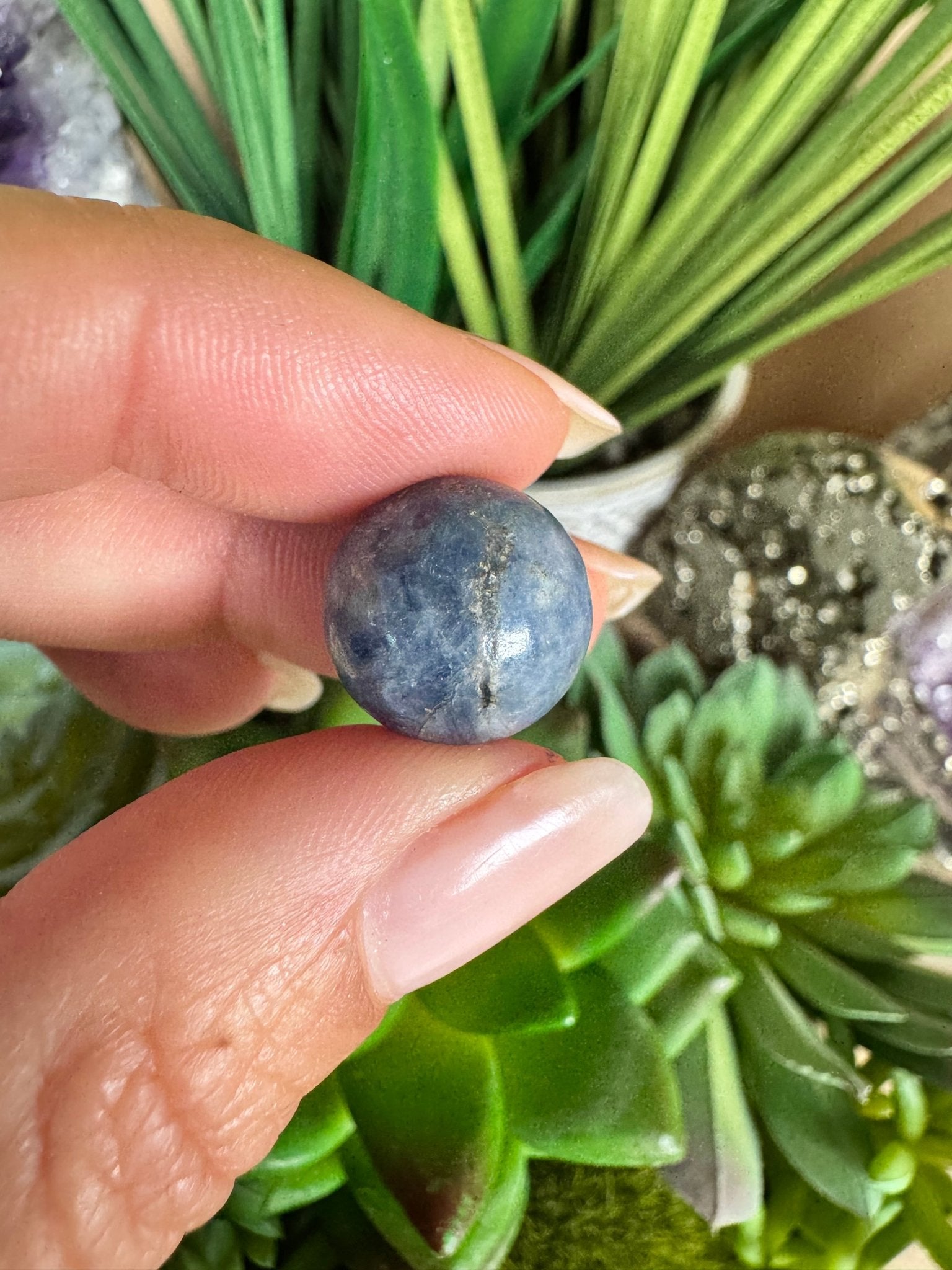 Mini Blue Kyanite Sphere - Purple Door Alchemy