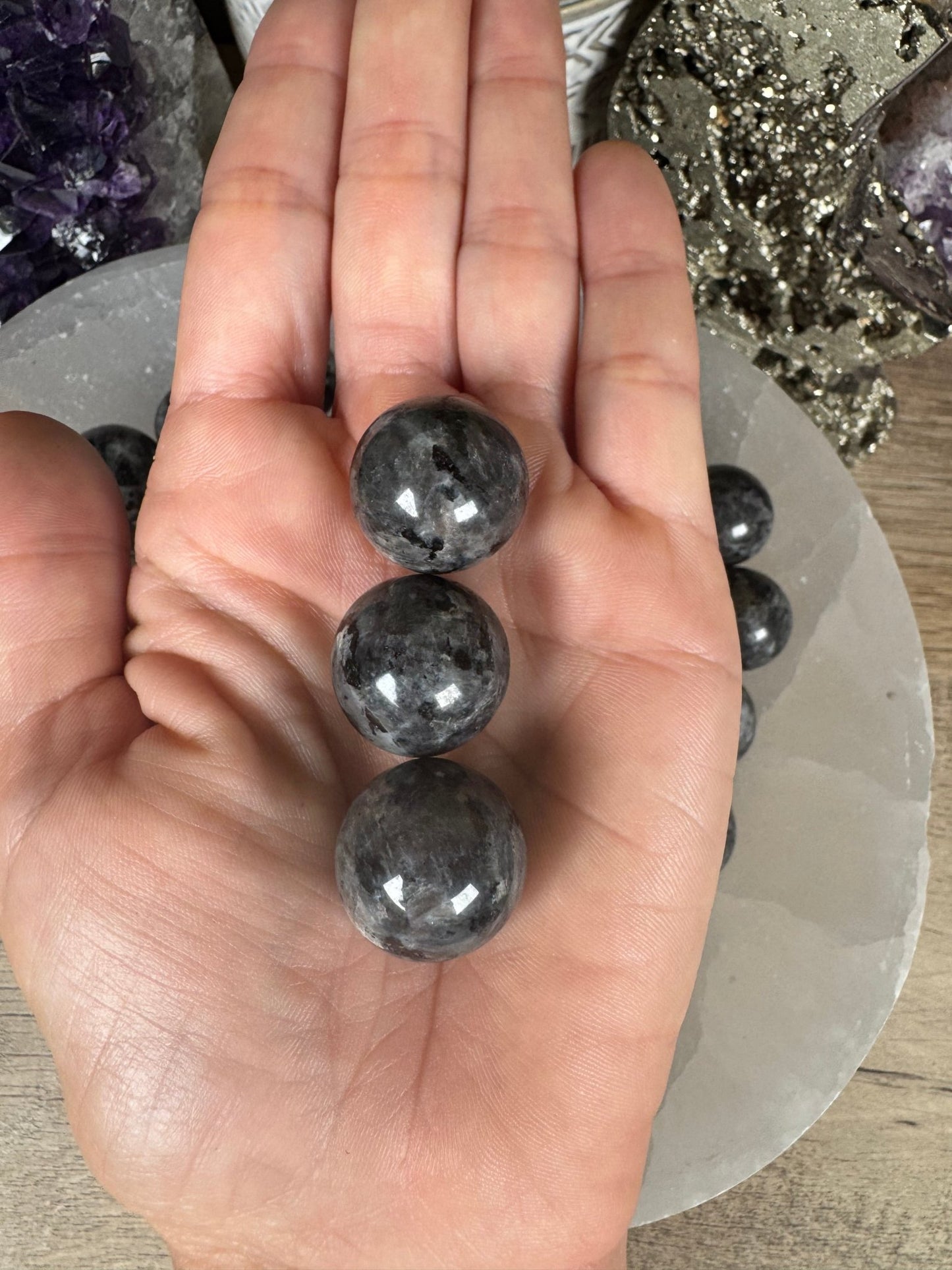 Mini Larvikite Sphere - Purple Door Alchemy