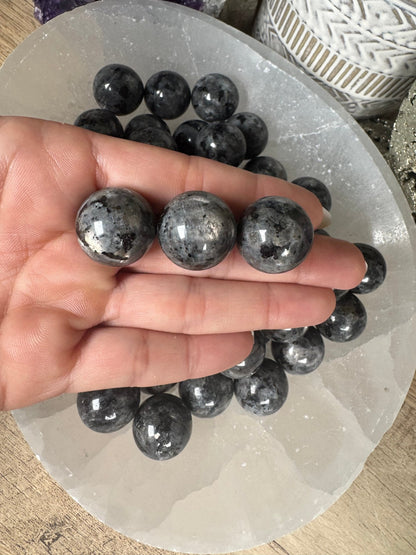 Mini Larvikite Sphere - Purple Door Alchemy