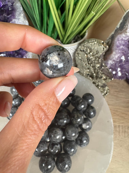 Mini Larvikite Sphere - Purple Door Alchemy