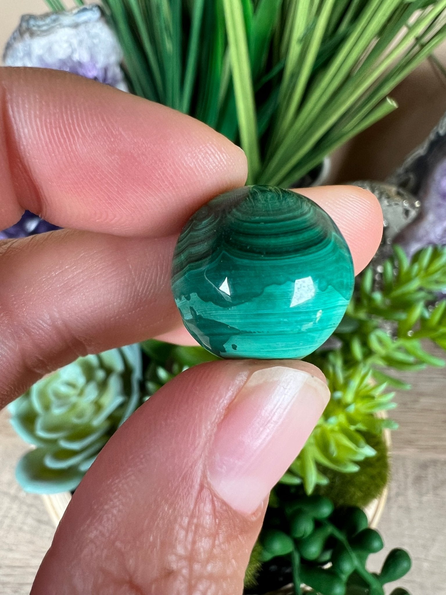 Mini Malachite Sphere 18mm - Purple Door Alchemy