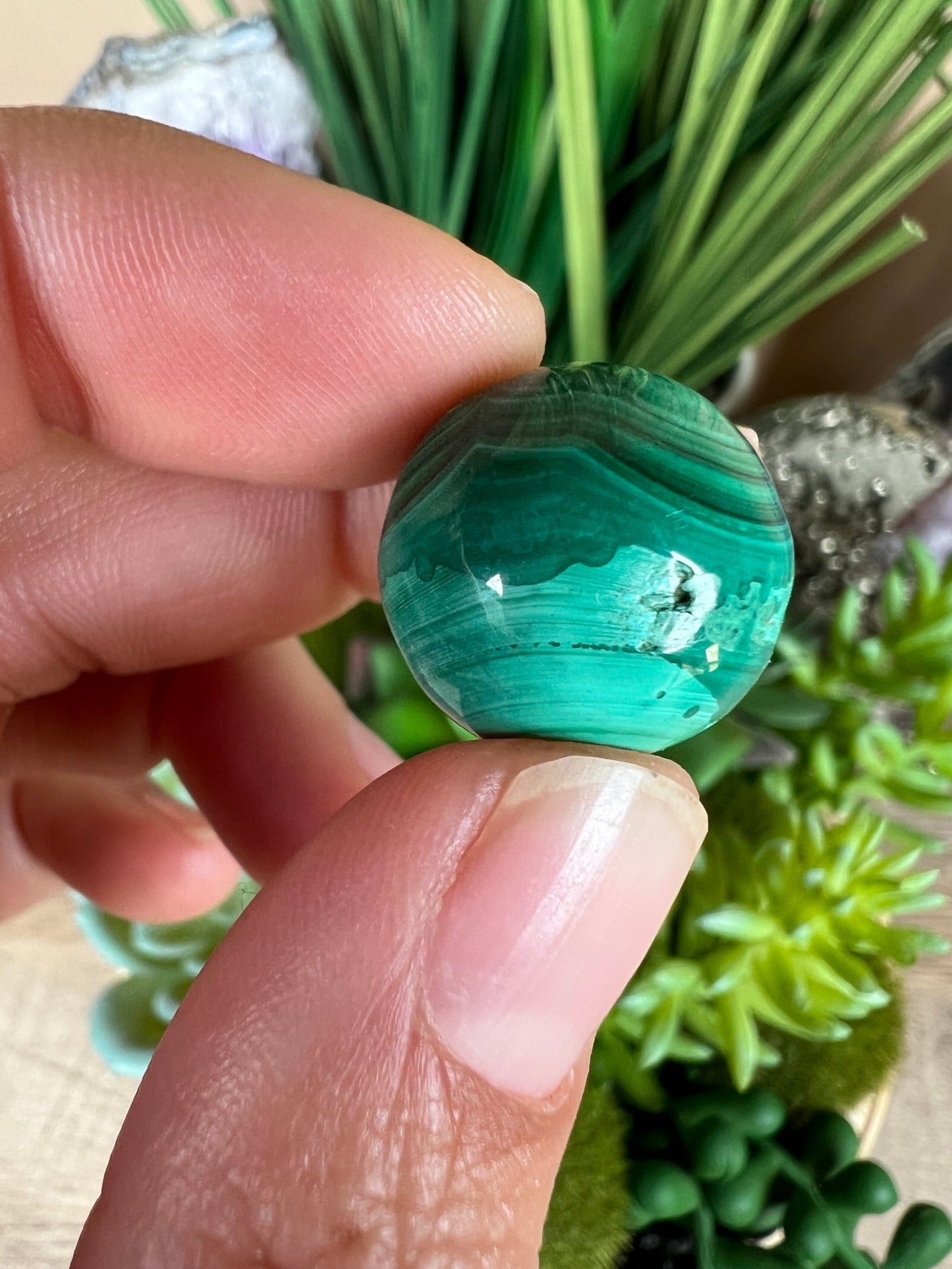 Mini Malachite Sphere 18mm - Purple Door Alchemy