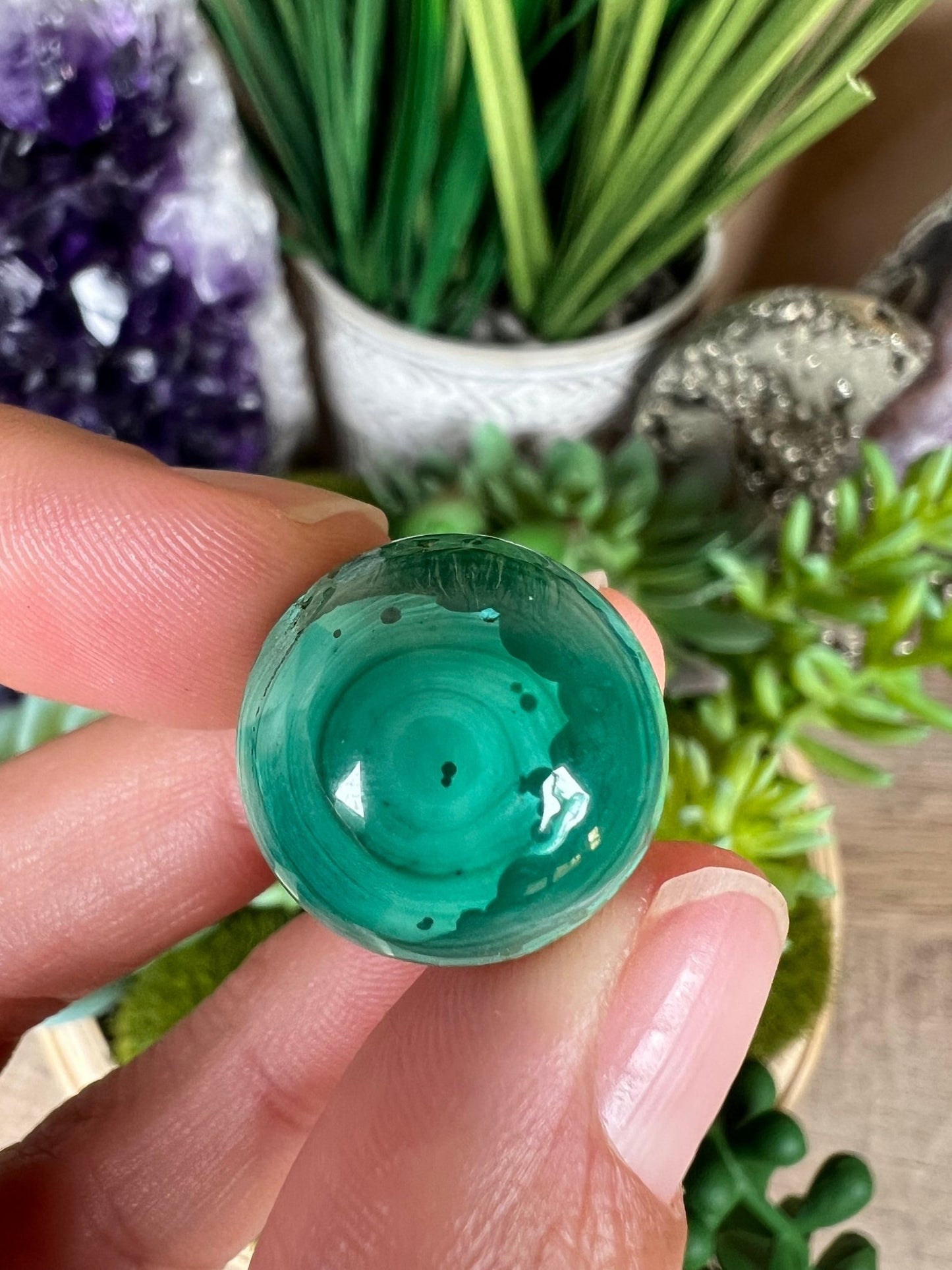 Mini Malachite Sphere 18mm - Purple Door Alchemy