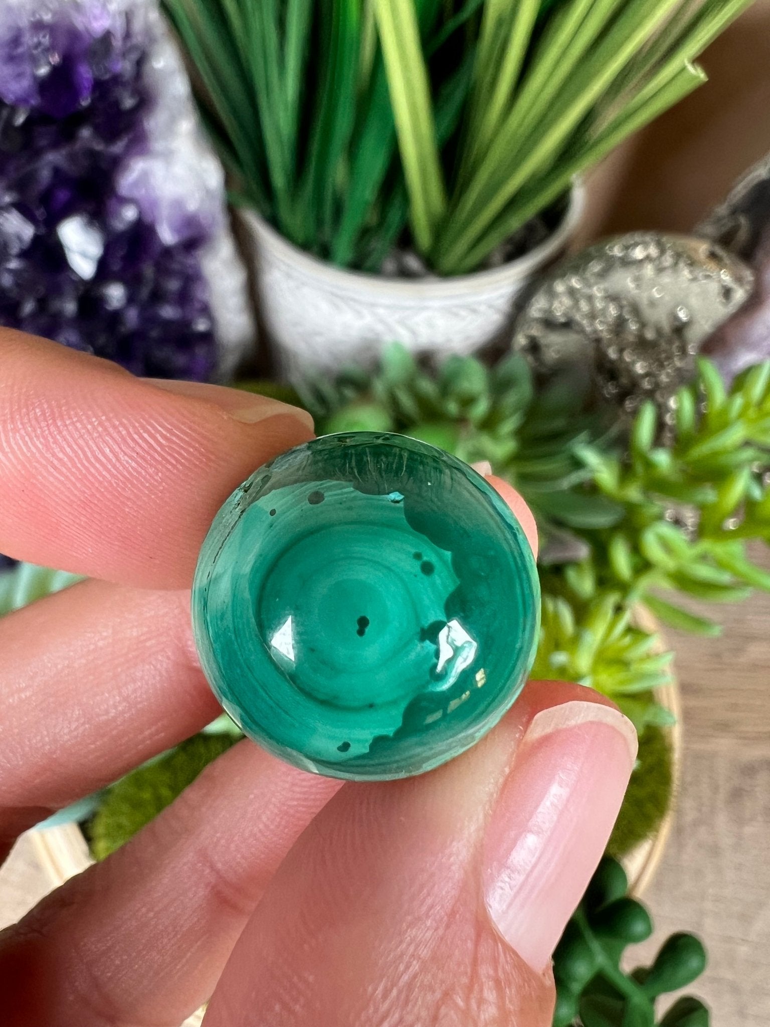 Mini Malachite Sphere 18mm - Purple Door Alchemy