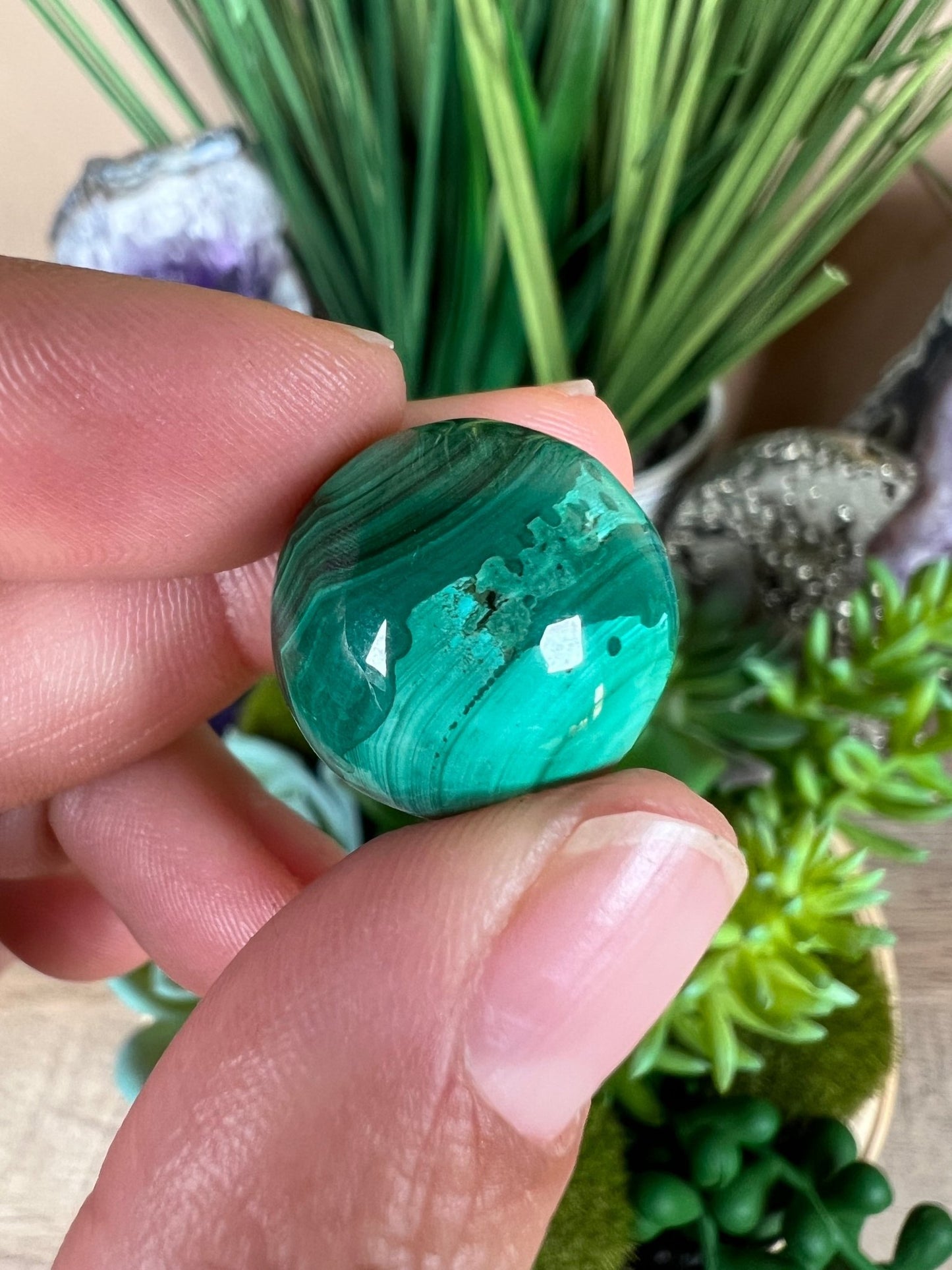 Mini Malachite Sphere 18mm - Purple Door Alchemy
