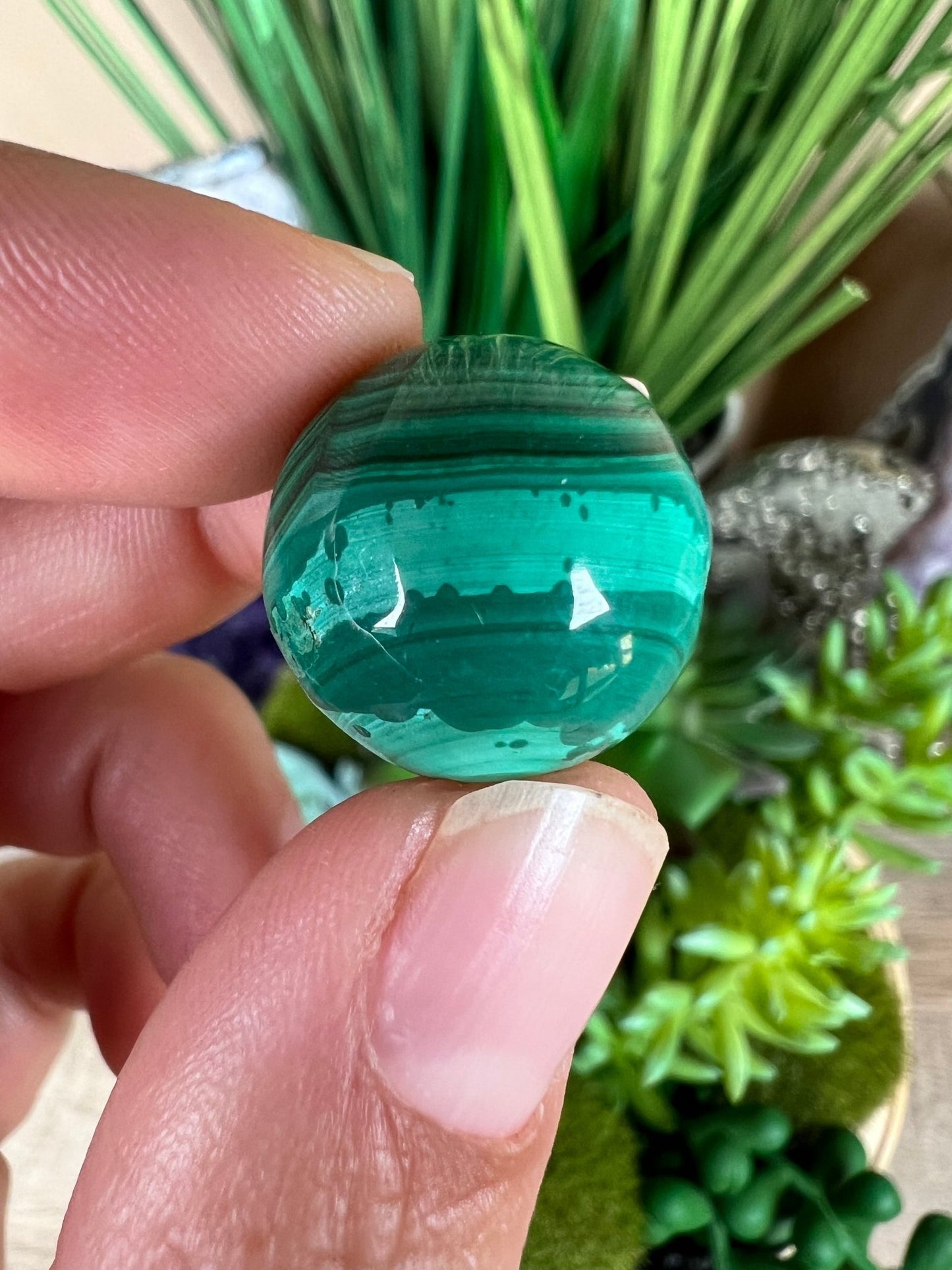 Mini Malachite Sphere 18mm - Purple Door Alchemy