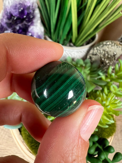 Mini Malachite Sphere 20mm - Purple Door Alchemy