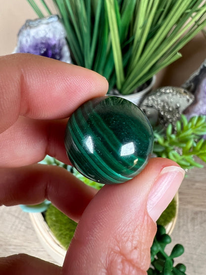 Mini Malachite Sphere 20mm - Purple Door Alchemy