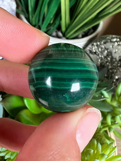Mini Malachite Sphere 21mm - Purple Door Alchemy