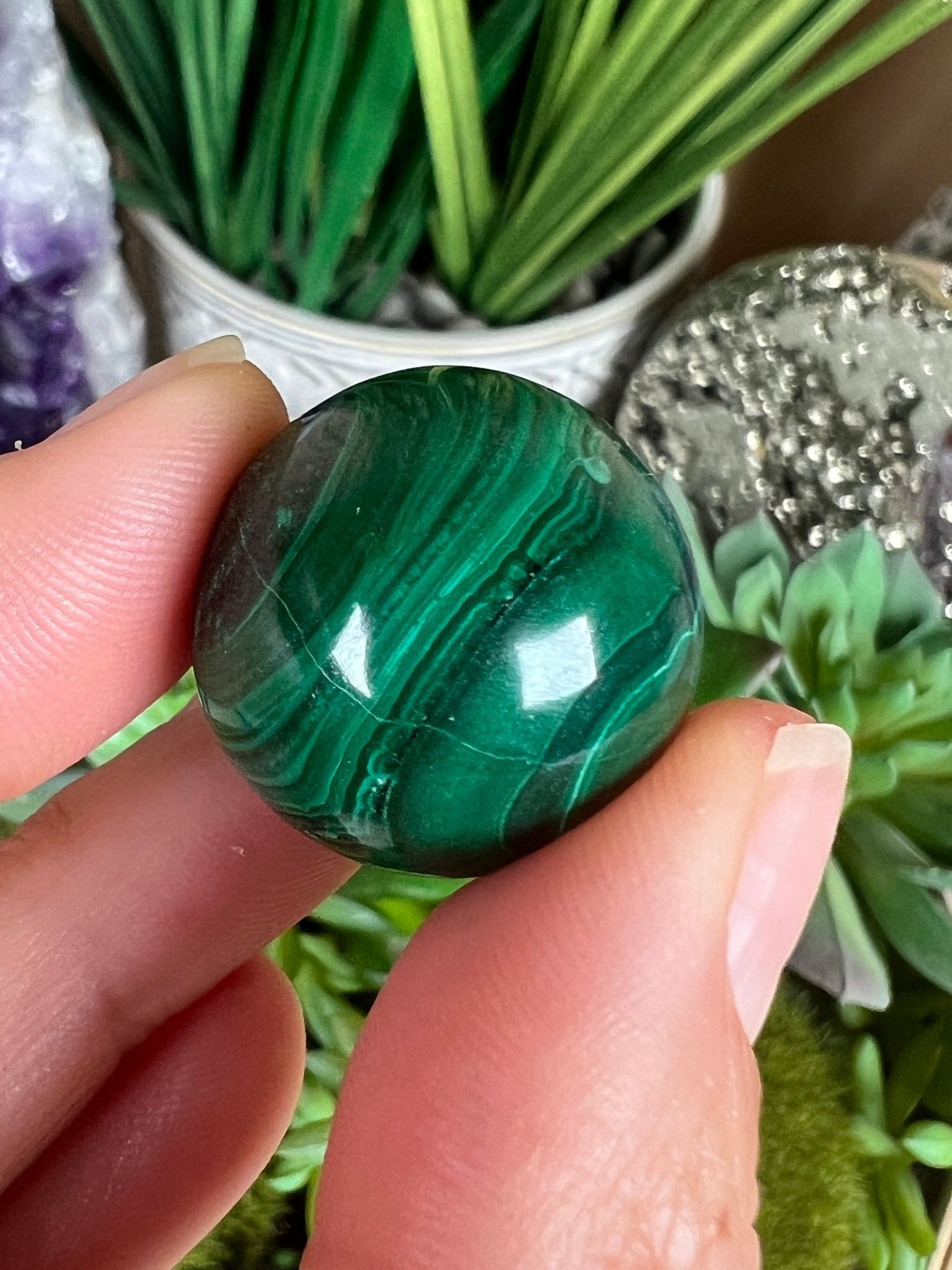 Mini Malachite Sphere 21mm - Purple Door Alchemy
