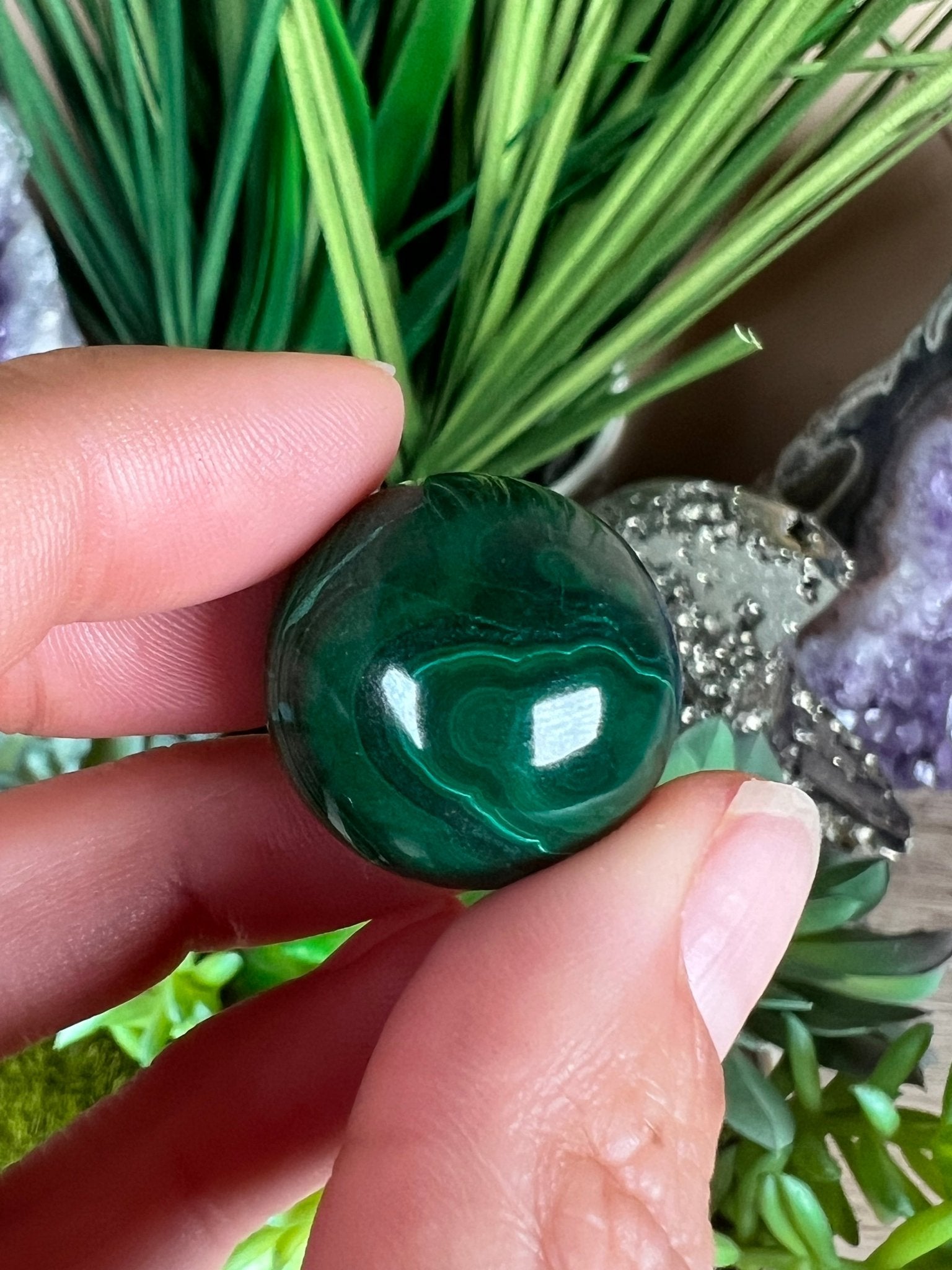 Mini Malachite Sphere 21mm - Purple Door Alchemy