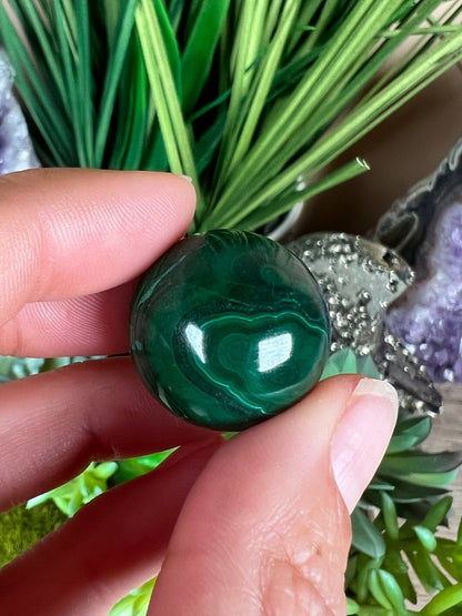 Mini Malachite Sphere 21mm - Purple Door Alchemy