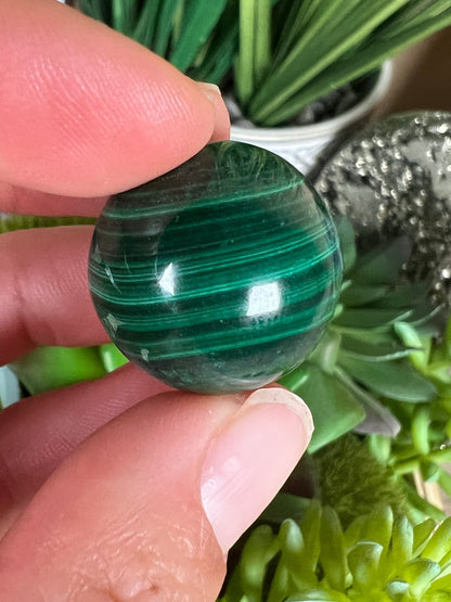 Mini Malachite Sphere 21mm - Purple Door Alchemy