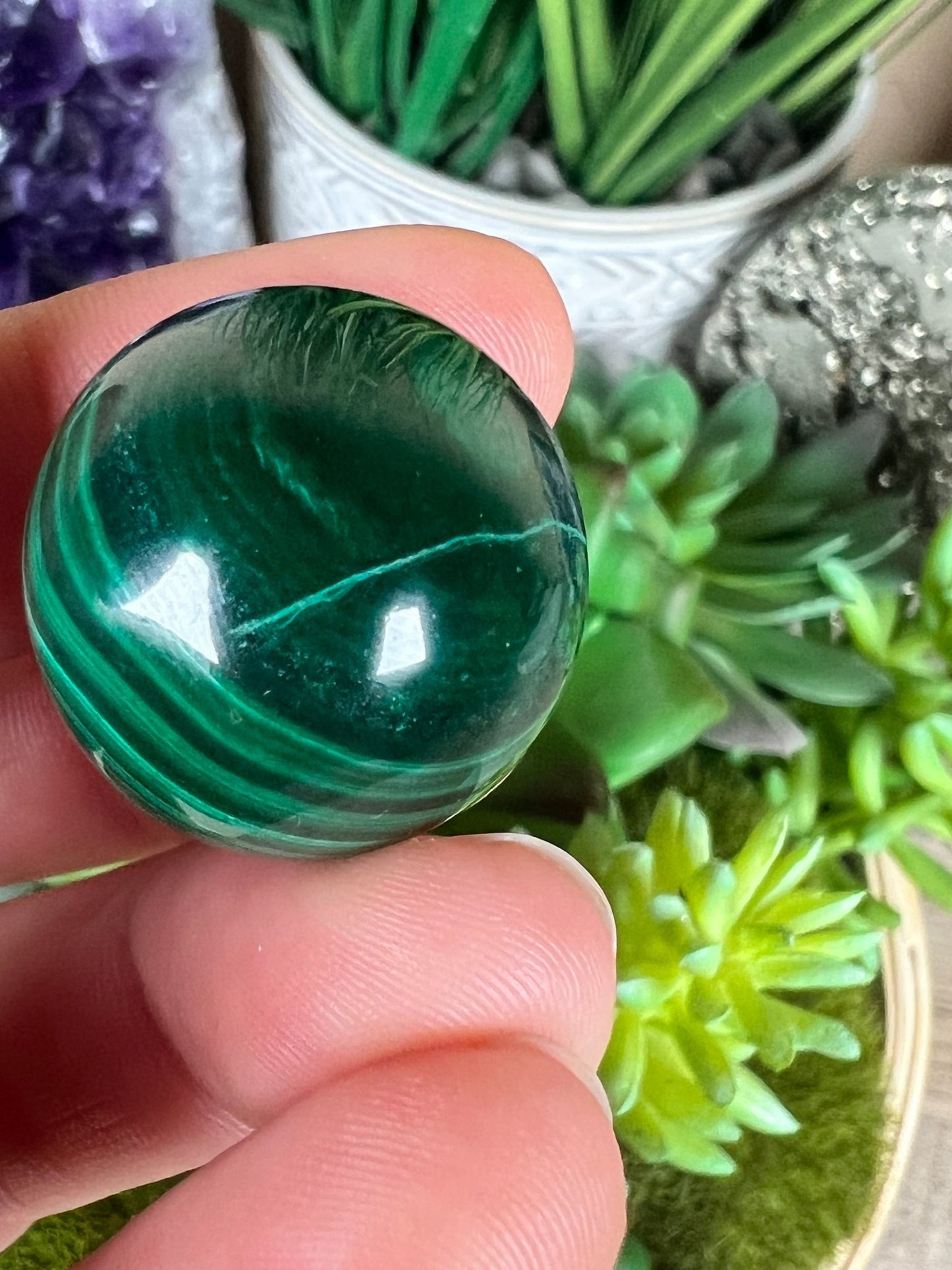 Mini Malachite Sphere 21mm - Purple Door Alchemy